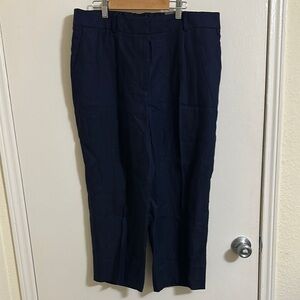 NWT Talbots Bristol Crop Linen Navy Pants 14P